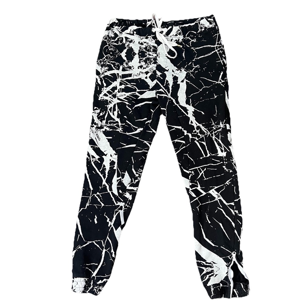 FRPLY Black Gray L Graphic‎ All Over Print pants joggers Streetwear Skater Y2K